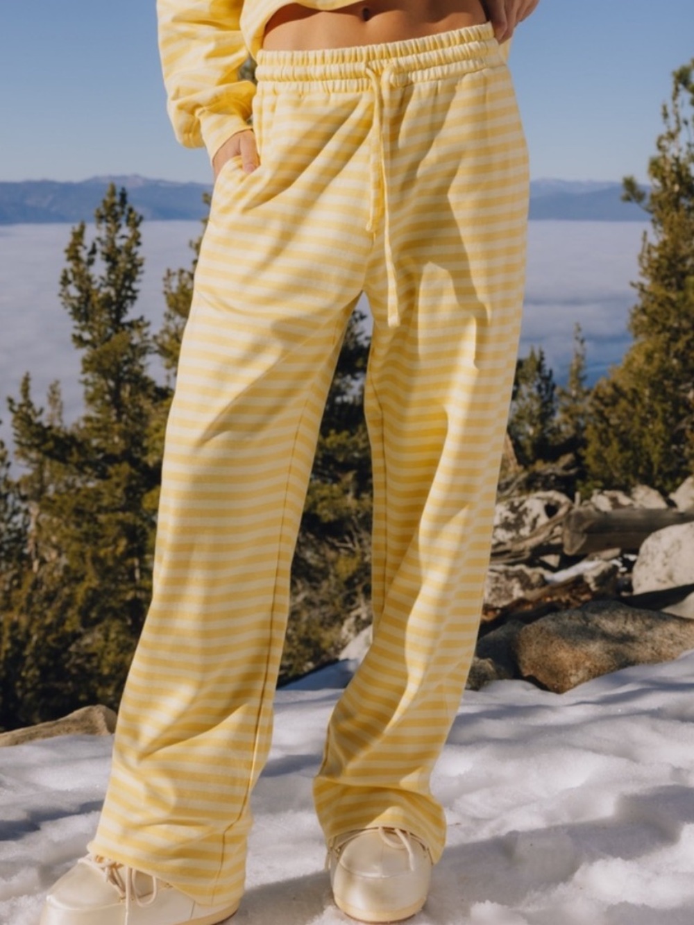 Daily Drills Striped Cotton Pants in Sunny + Butter